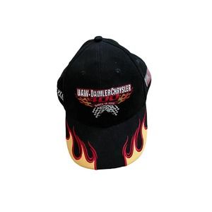 UAW Daimler Chrysler 400 USA March 2005 Flames Dice Flag All In Black Hat Cap
